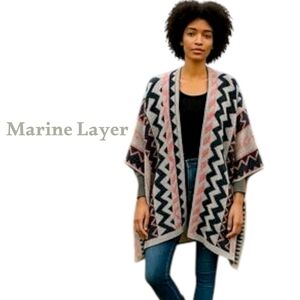 Marine Layer Southwestern Knit Poncho One Size Oversized